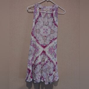 Loft Women's Purple & White Floral Print Halter Dress Siz Xs